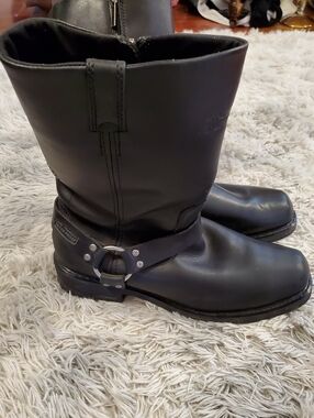 Harley-Davidson Black Leather Harness Motorcycle Boots
